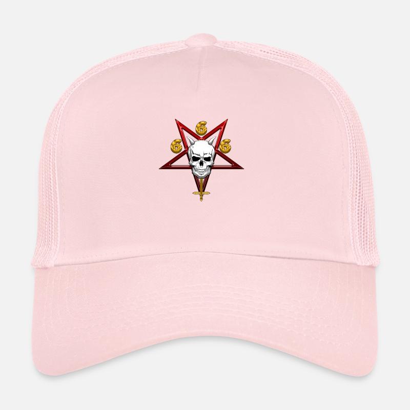 Hail Satan 666 Pentagramm Totenkopf Trucker Cap