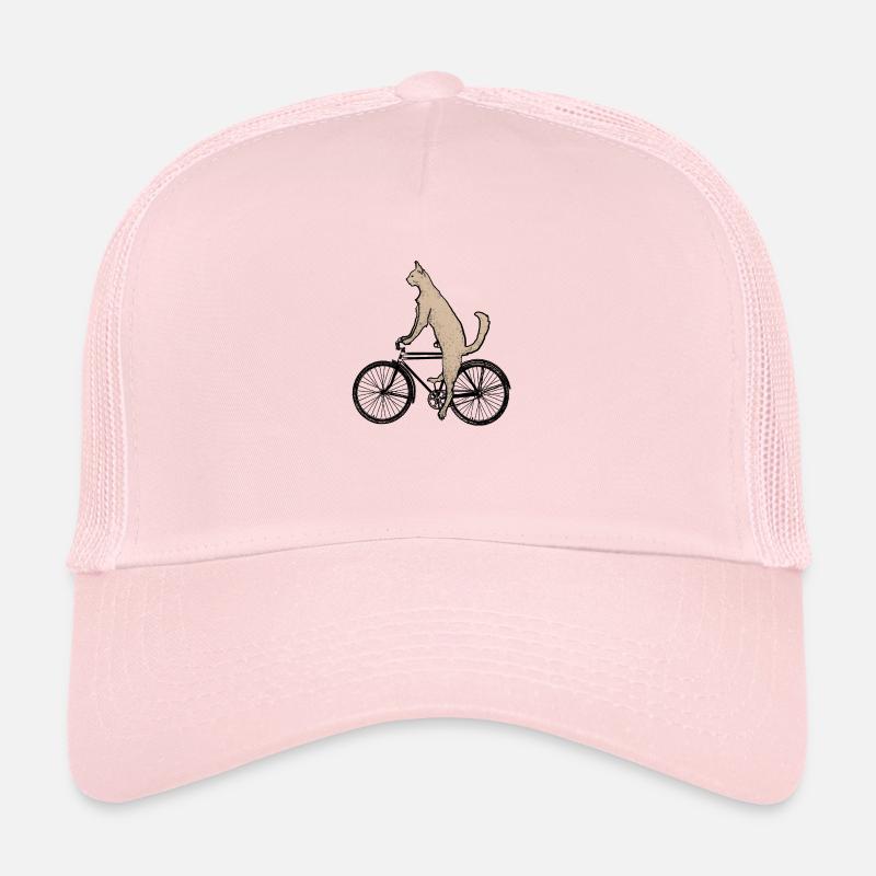 Cat on the bike - Trucker Cap - pale pink