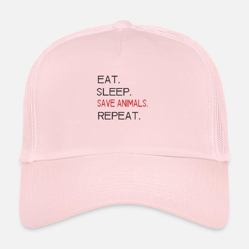 Tierschutz - Eat. Sleep. Save Animals. Repeat. - Trucker Cap - Hellrosa
