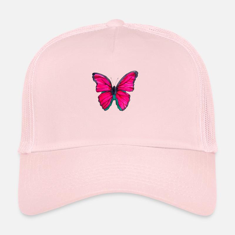 Papillon rose Casquette trucker 
