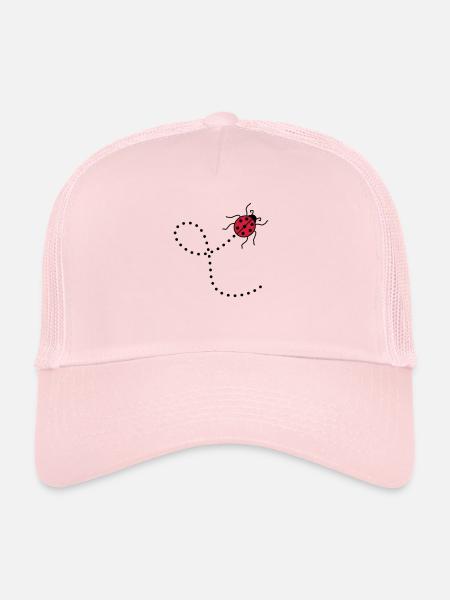 line dashed path path ladybug small sues - Trucker Cap - pale pink - Front