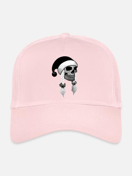 Crâne Femme Noël Bonnets tresses - Casquette trucker  - rose pâle - Devant