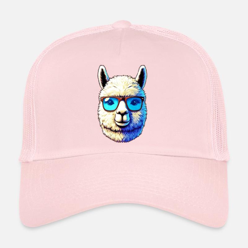 Alpaga avec lunettes de soleil Casquette trucker 