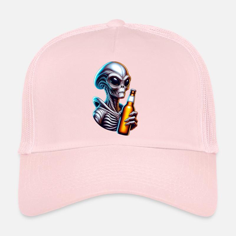 Cooler Alien mit Bier - lustiges Alien Design Trucker Cap