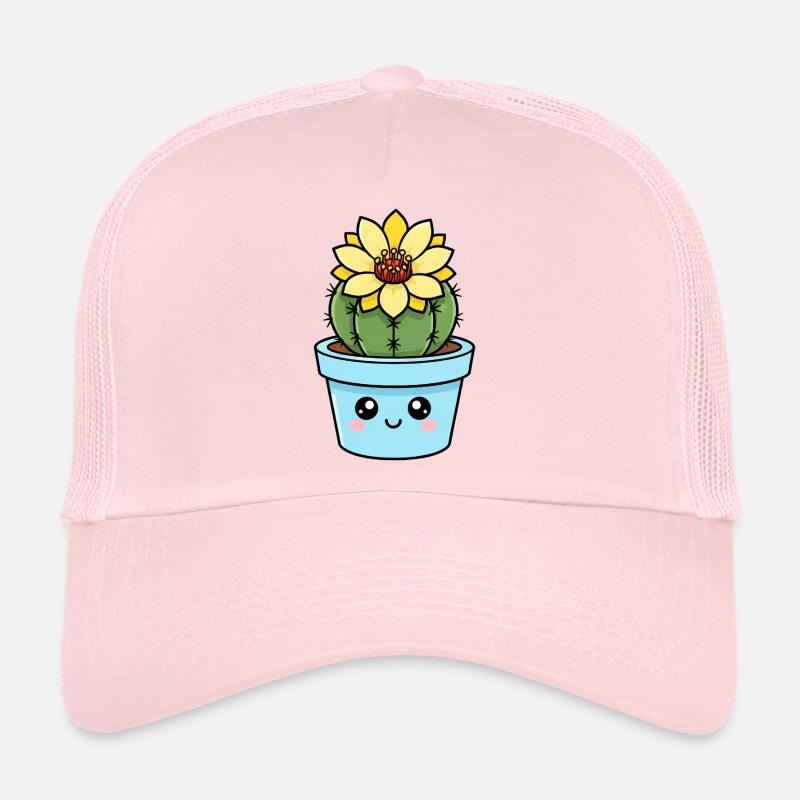 Cactus Kawaii en pot en fleurs Casquette trucker 