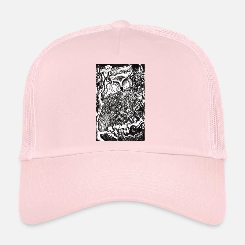 Night Forest Owl Illustration Trucker Cap