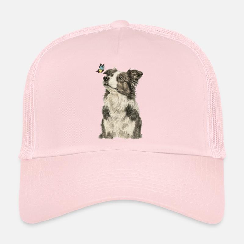 Chien Border Collie avec papillon Casquette trucker 