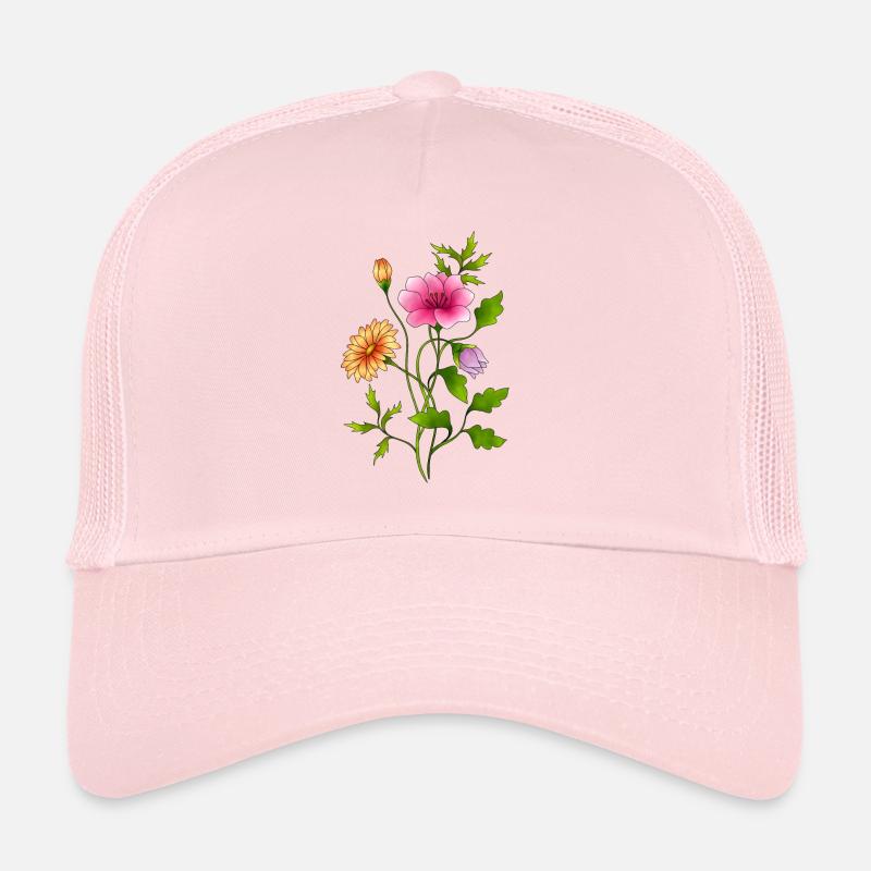 flowers - Trucker Cap - pale pink