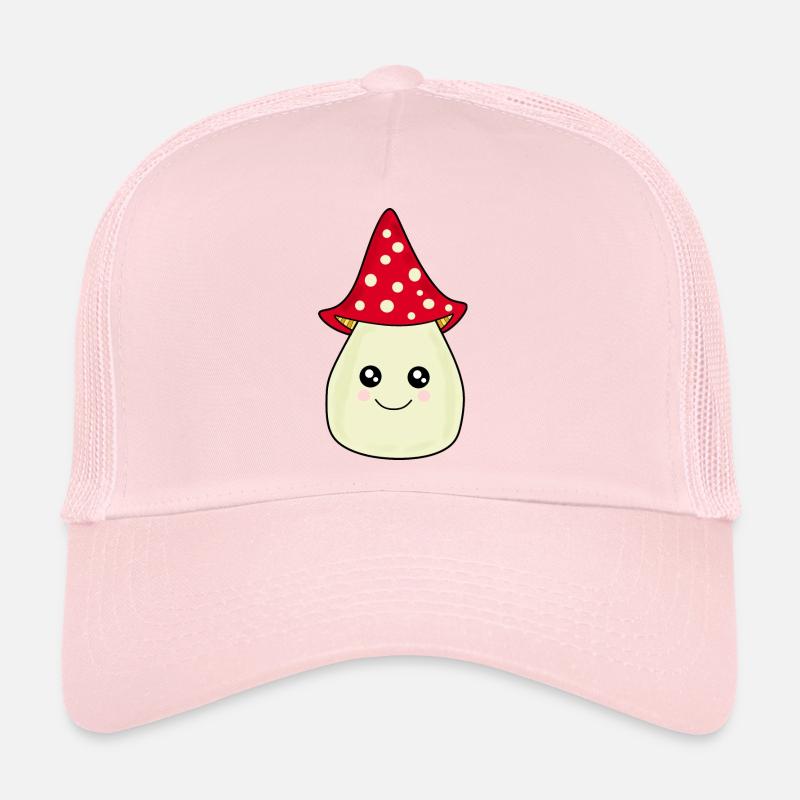 Kawaii champignon Toadstool mignon rouge avec visage Casquette trucker 