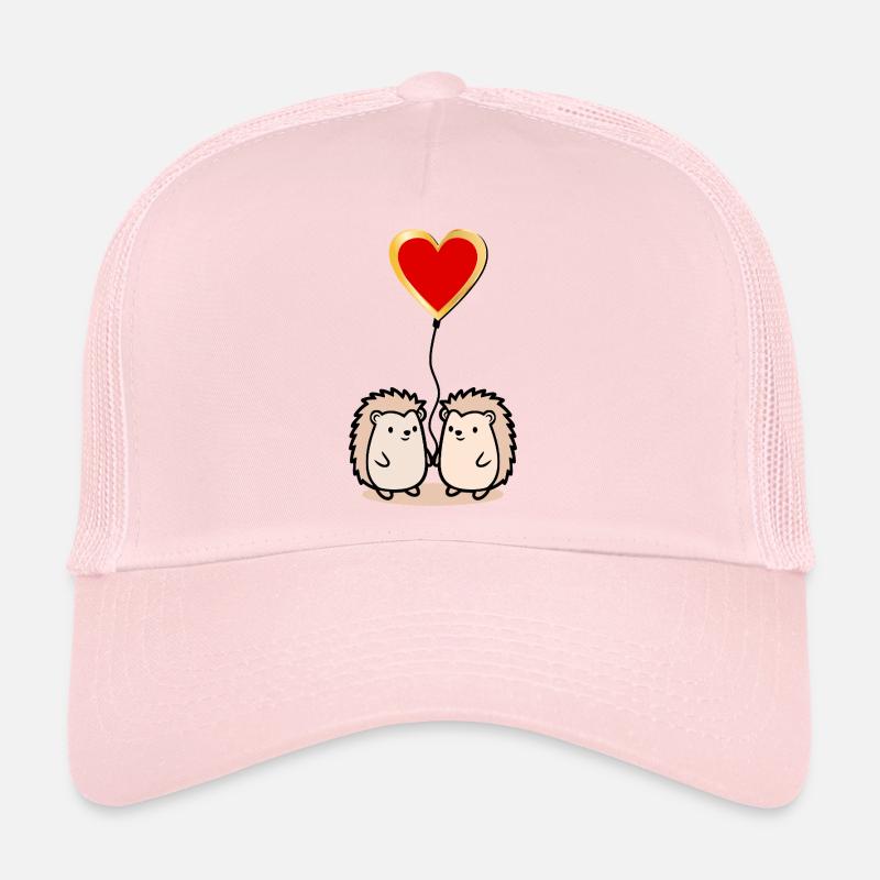 La Saint-Valentin hérisson couples coeur ballon Casquette trucker 