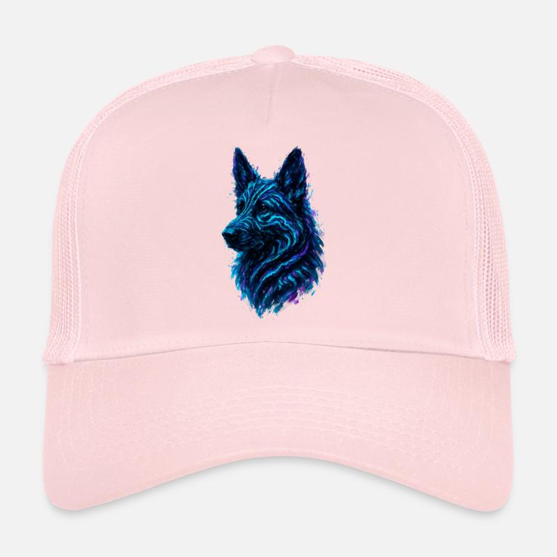 Neon German Shepherd: Abyssal Canine Art Trucker Cap