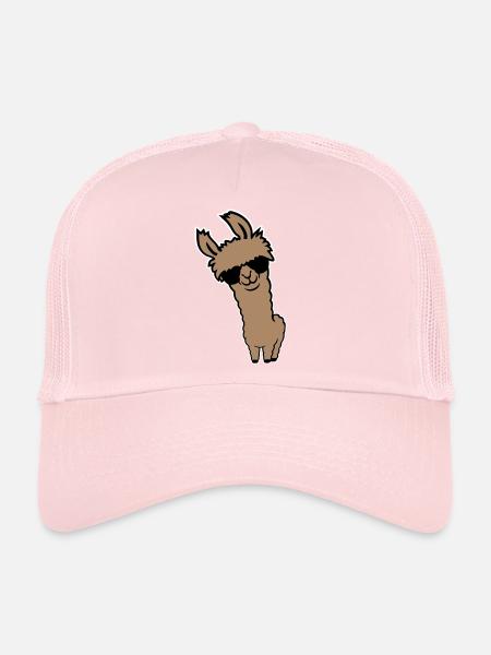 Lunettes de soleil Cool Lama Alpaga Souriant Drôle - Casquette trucker  - rose pâle - Devant