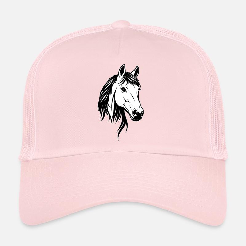 Pferdekopf Schwarz-Weiß - Trucker Cap - Hellrosa