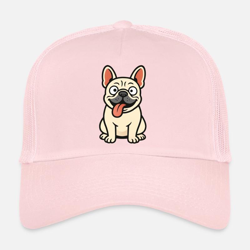 Imprimé de visage de bouledogue français enjoué Casquette trucker 