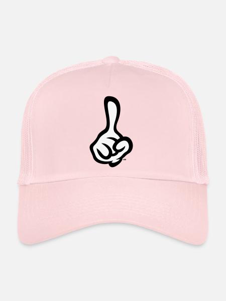 Index levé (doigt / main droite / 2C) - Casquette trucker  - rose pâle - Devant