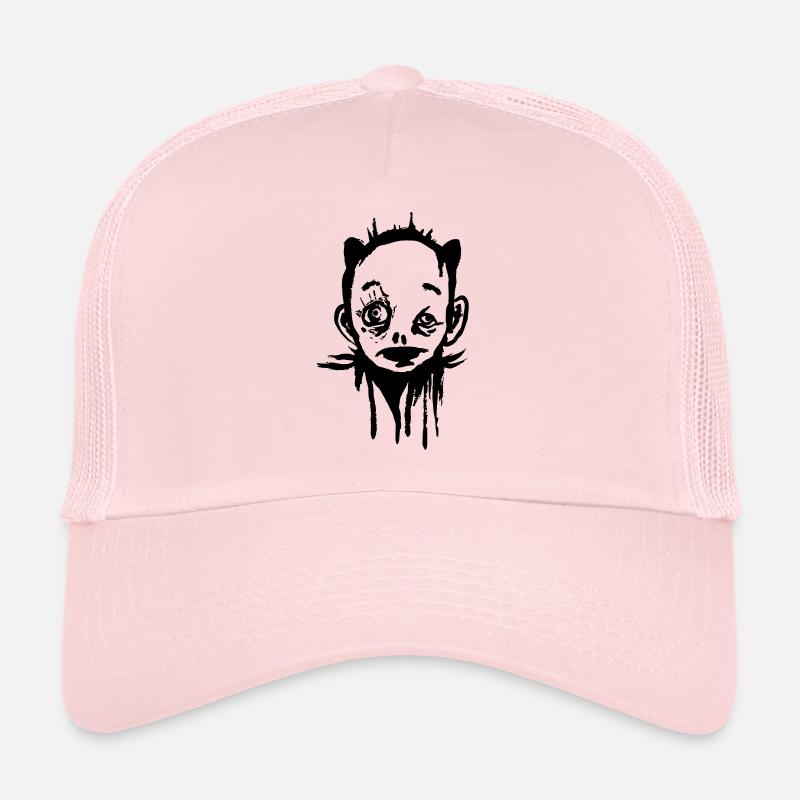 Creepy Face - Strange Character - Trucker Cap - pale pink