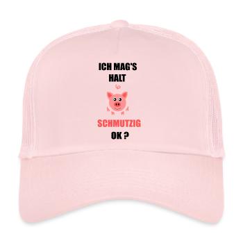 Fasching, Karneval, Kostüm, Schwein - Trucker Cap - Hellrosa - Vorne
