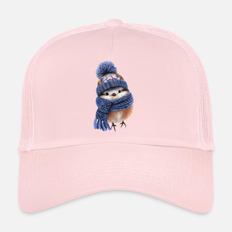 Oiseau d’hiver avec écharpe Casquette trucker 