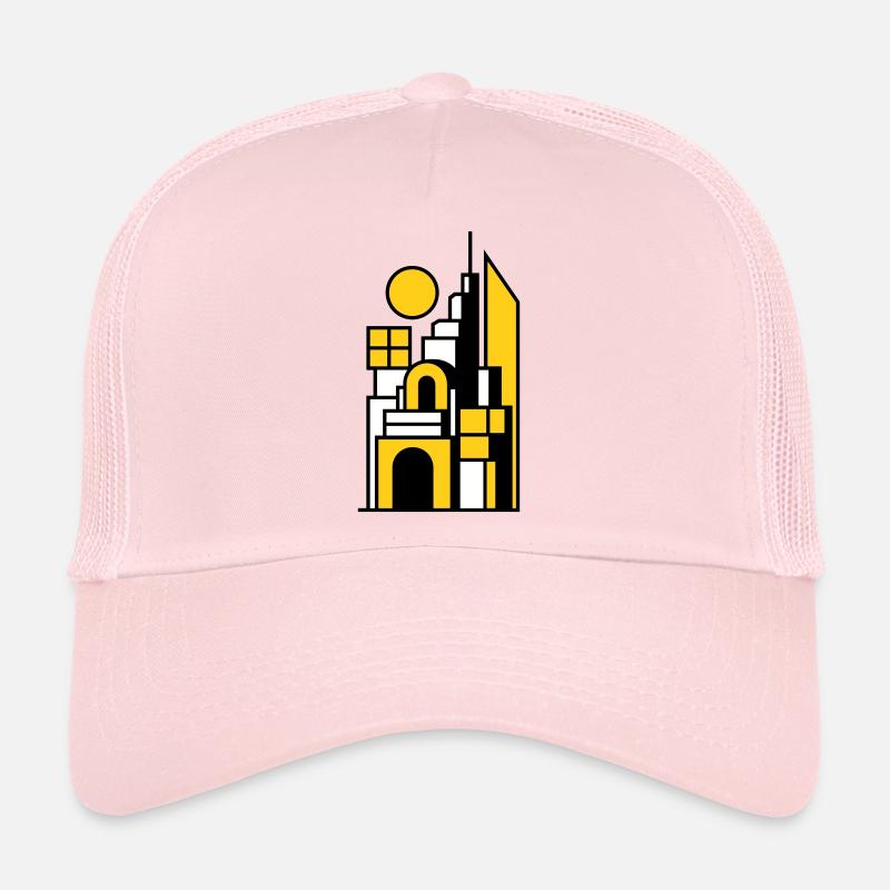 Paysage urbain abstrait en jaune noir Casquette trucker 