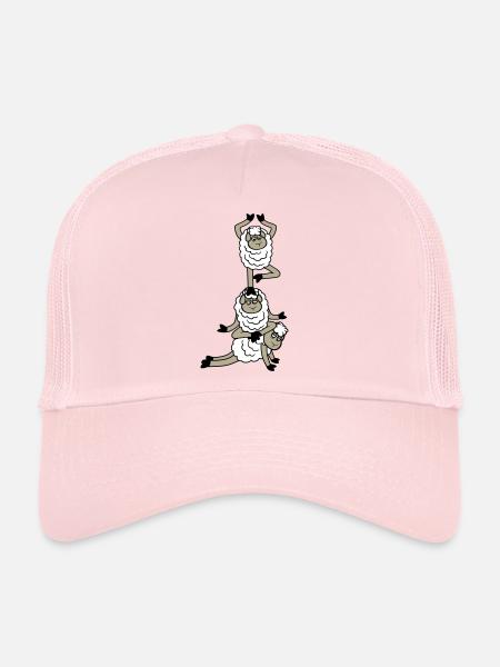 Tired_Sad_Sleepy_Sheep_Yoga_Meditating_5 - Trucker Cap - pale pink - Front