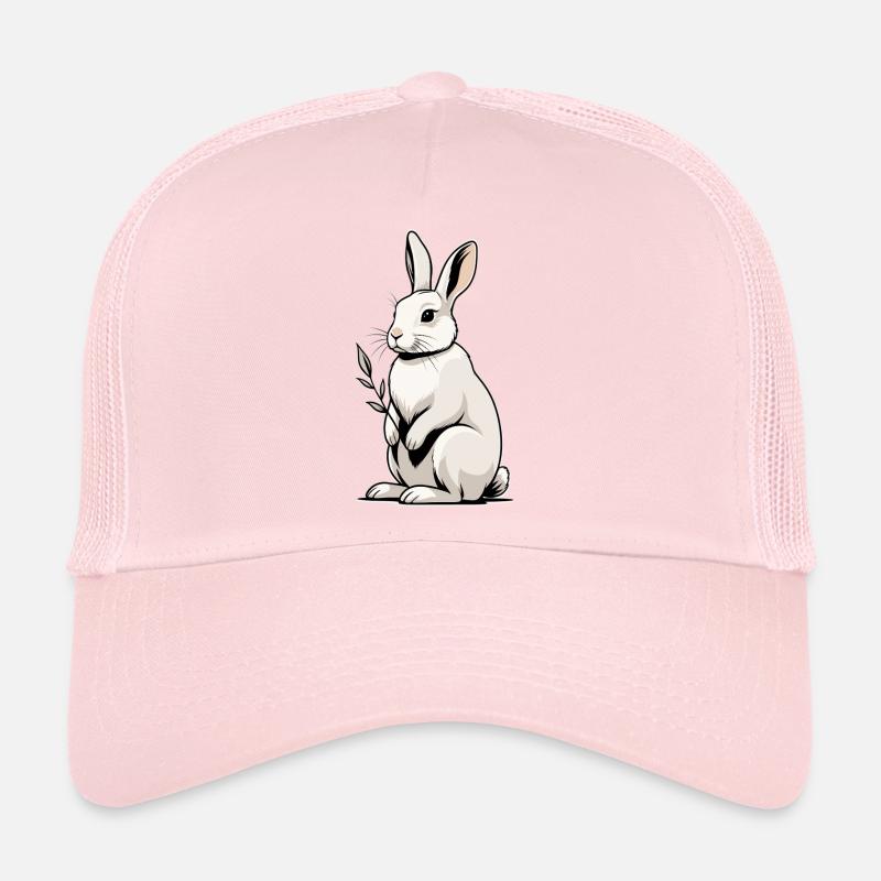 Lapin blanc à plante feuillue Casquette trucker 