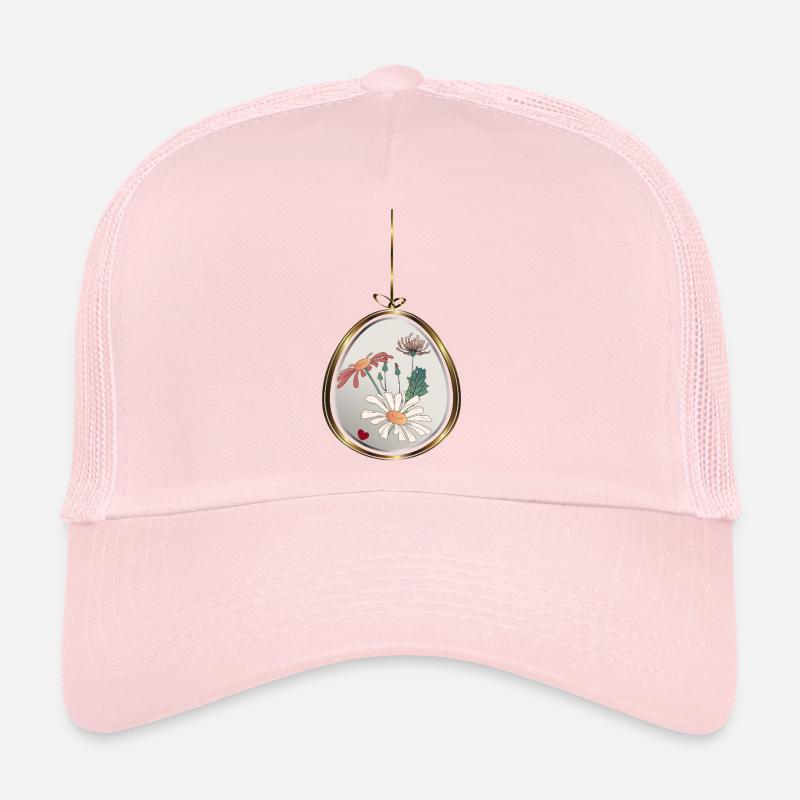 Pendentif fleur dans un cadre doré Casquette trucker 