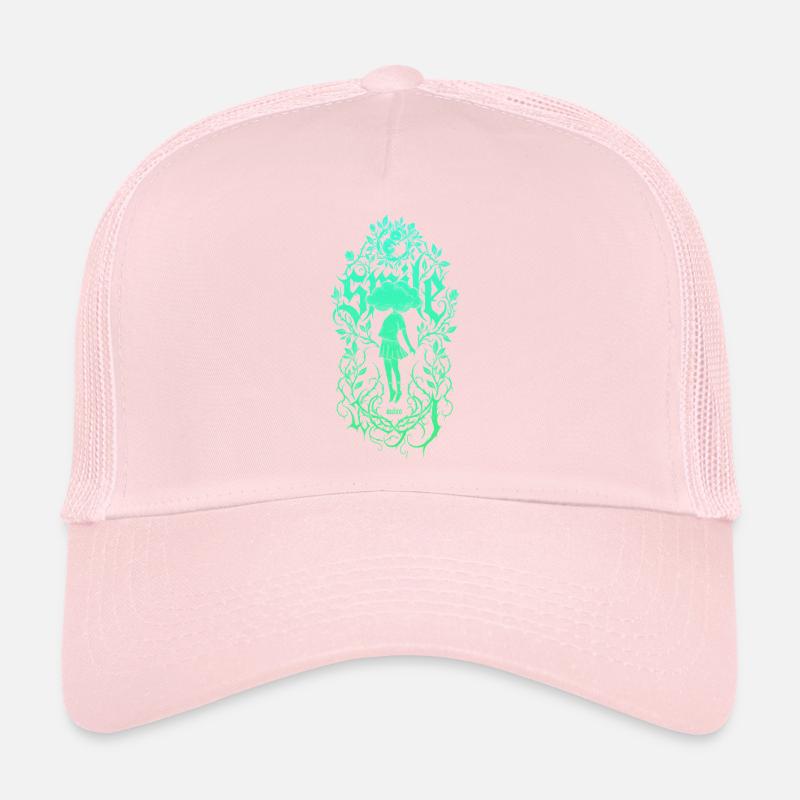 Mädchen-Silhouette im Blätterrahmen - Trucker Cap - Hellrosa
