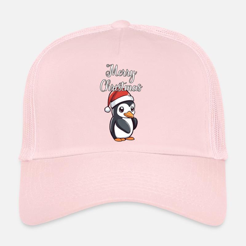Christmas Penguin - Trucker Cap - pale pink