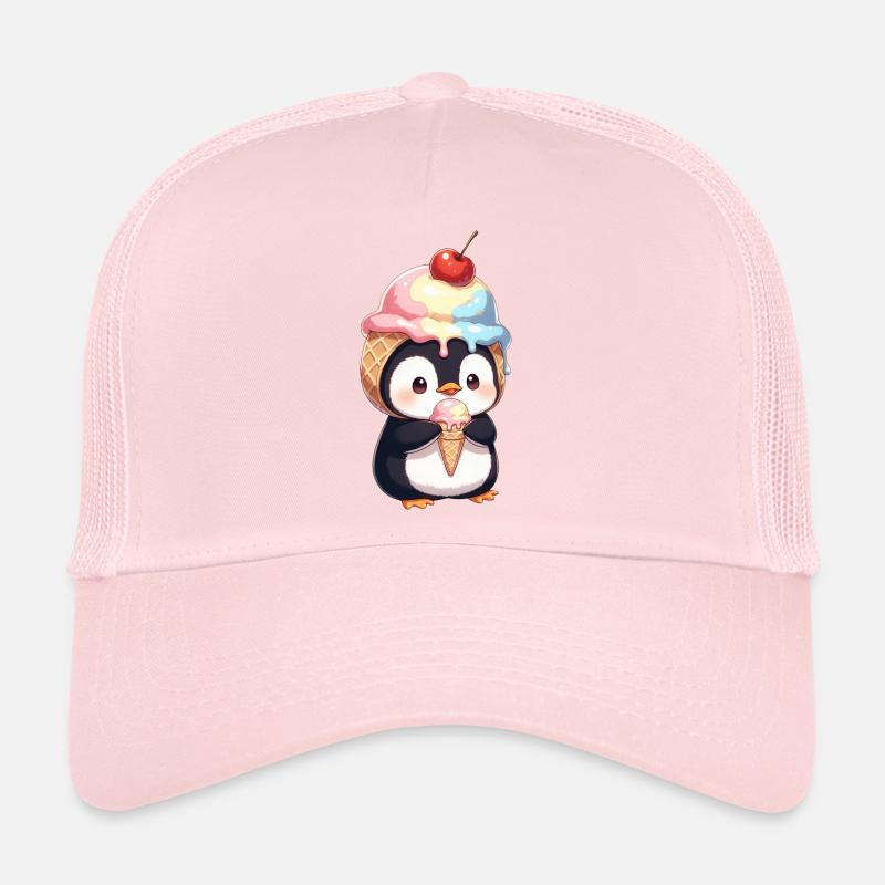 Pingouin mignon avec une glace Cartoon Fun d’été Casquette trucker 
