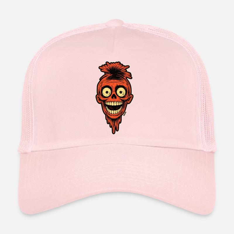 Crimson Skull Mohawk Mascot Trucker Cap