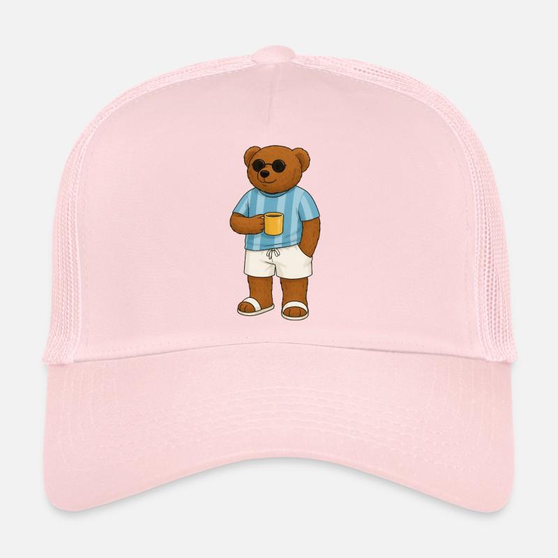 Ours d’été avec lunettes de soleil et tasse à café Casquette trucker 