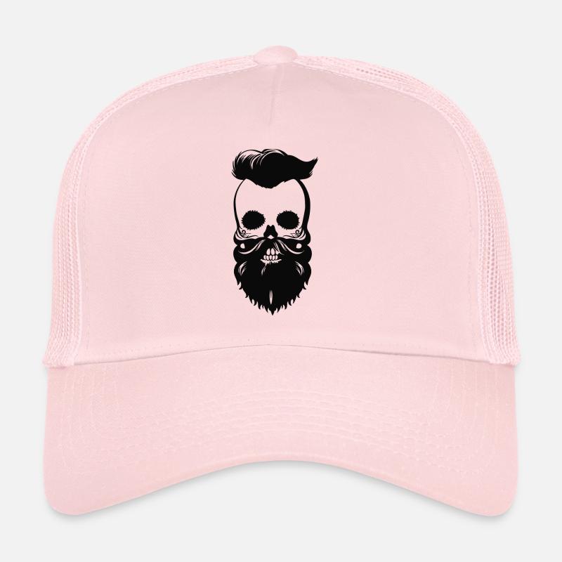 black bearded skull with sidecut - Trucker Cap - pale pink