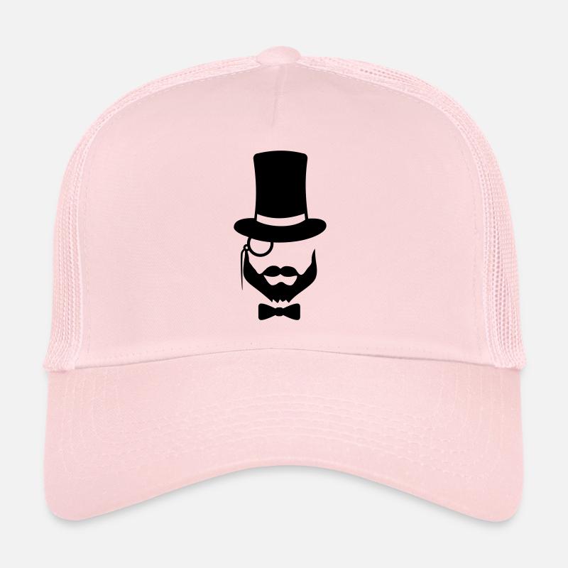 man sir cylinder hat monocle glasses face head Trucker Cap