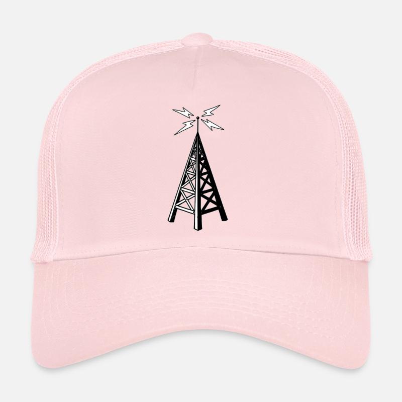 Radio Tower - Black & White Transparent - Trucker Cap - pale pink
