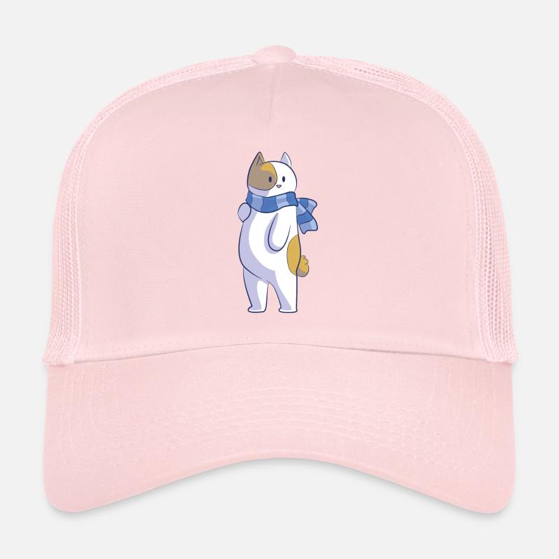 cat with scarf - Trucker Cap - pale pink