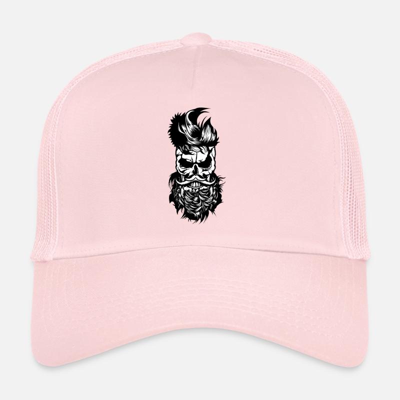 Kopf des Todes Hipster Schädel bärtiger Bart Schnurrbart m - Trucker Cap - Hellrosa