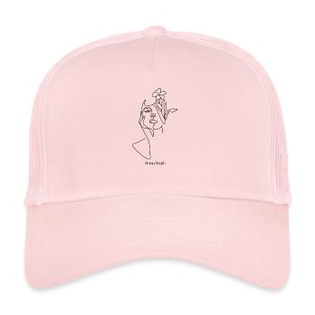 Blooming Thoughts – Line Art Illustration - Trucker Cap - Hellrosa - Vorne