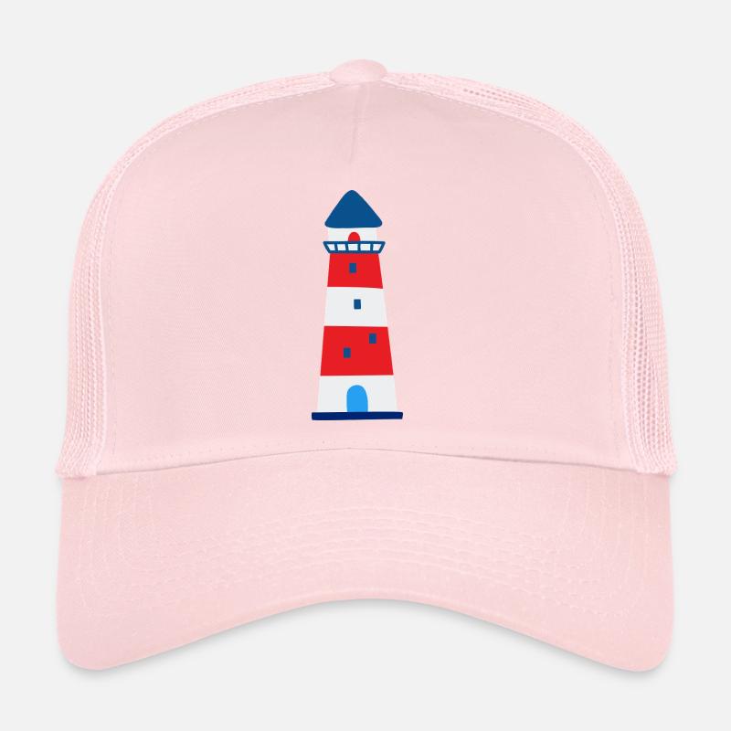 Nautic Design Gestreifter Leuchtturm Illustration Trucker Cap