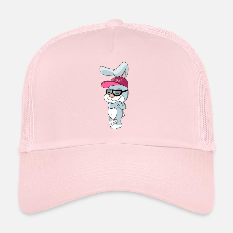 Cooler Hase Kaninchen mit Cap und Brille - Trucker Cap - Hellrosa