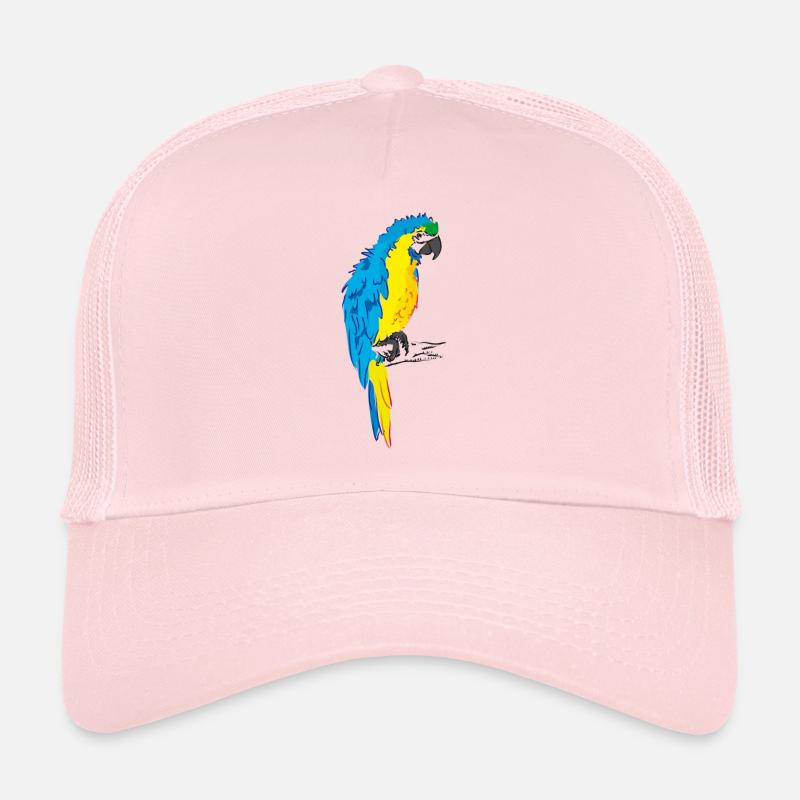 Ara Papagei gelb, blau Zeichnung - Trucker Cap - Hellrosa