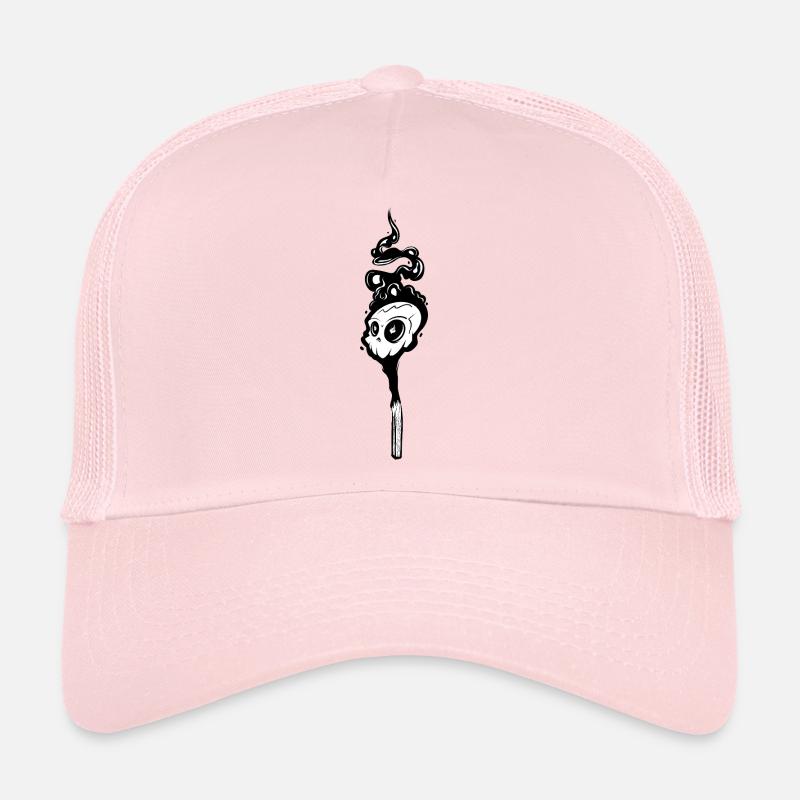 Weißer Schädelrauch Silhouette - Trucker Cap - Hellrosa
