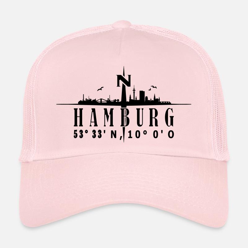 Skyline Hamburg mit Kompass - Trucker Cap - Hellrosa