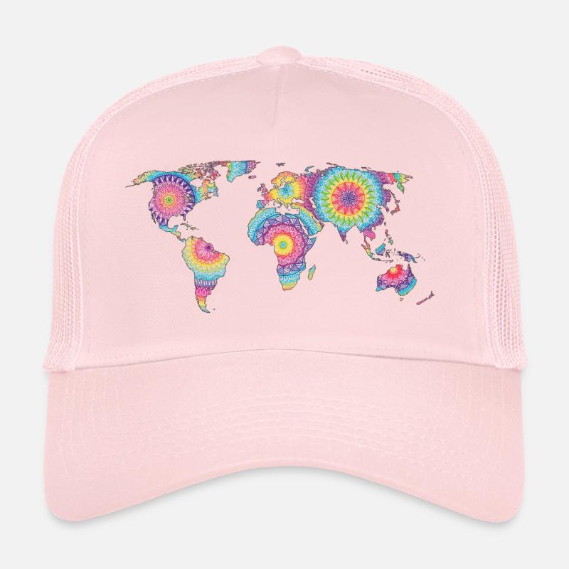 Mandala world map colorful Trucker Cap