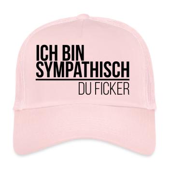 ich bin sympathisch du Ficker - Trucker Cap - Hellrosa - Vorne