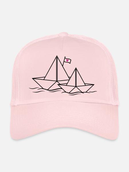 Bateaux en papier Bateau en papier Bateaux Amour Couples - Casquette trucker  - rose pâle - Devant