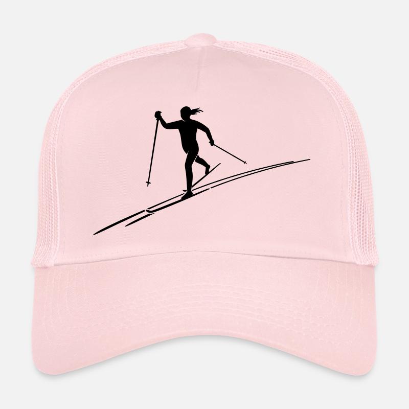 Skilangläuferin mit Skispur - Trucker Cap - Hellrosa