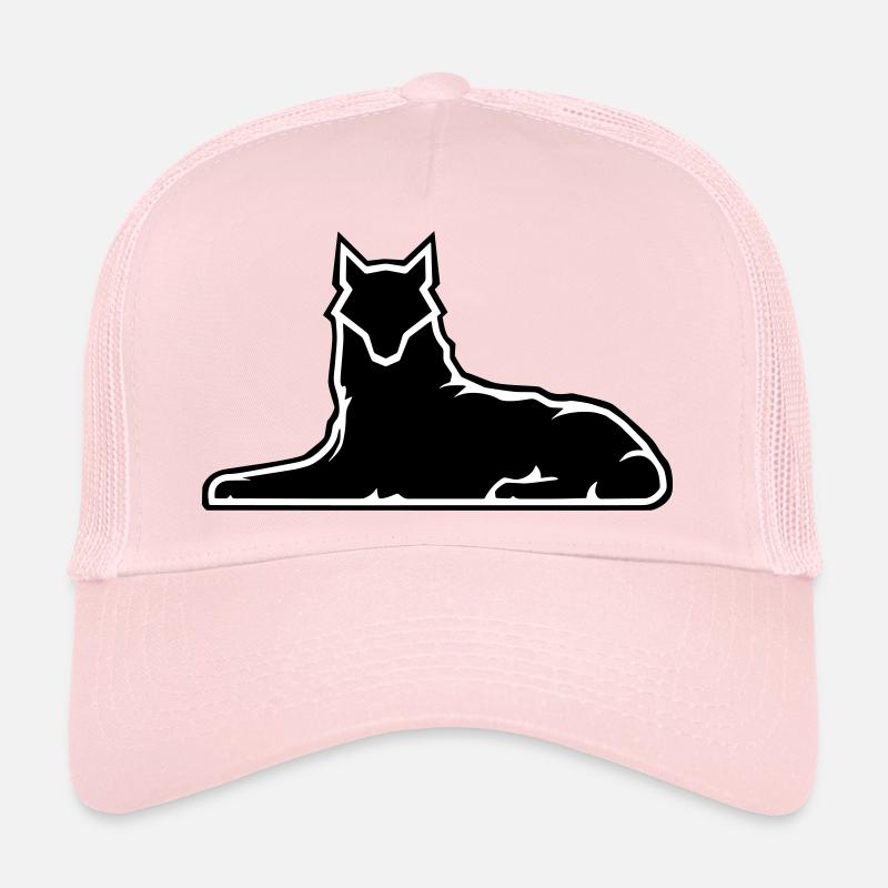 Minimalist Wolf Silhouette Design - Trucker Cap - pale pink