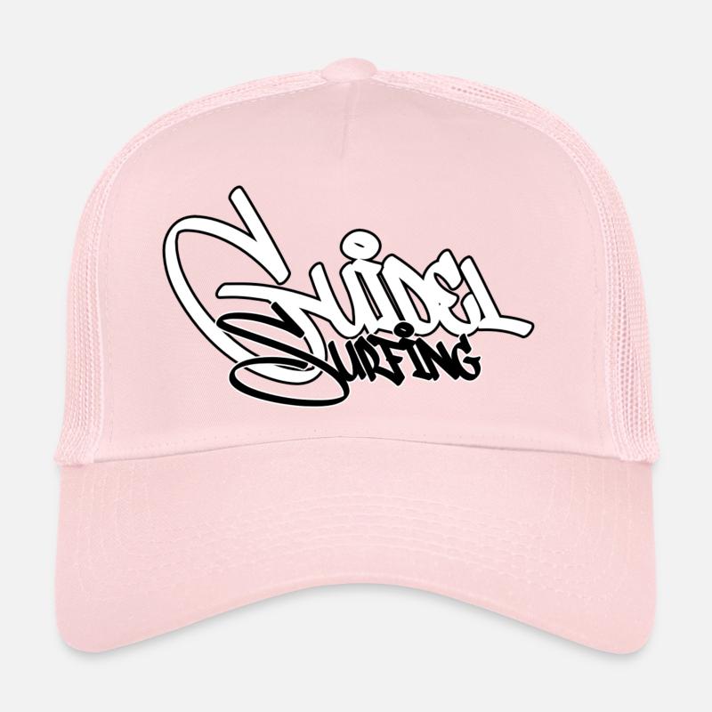 Surfing Graffiti Noir - Casquette trucker - rose pâle