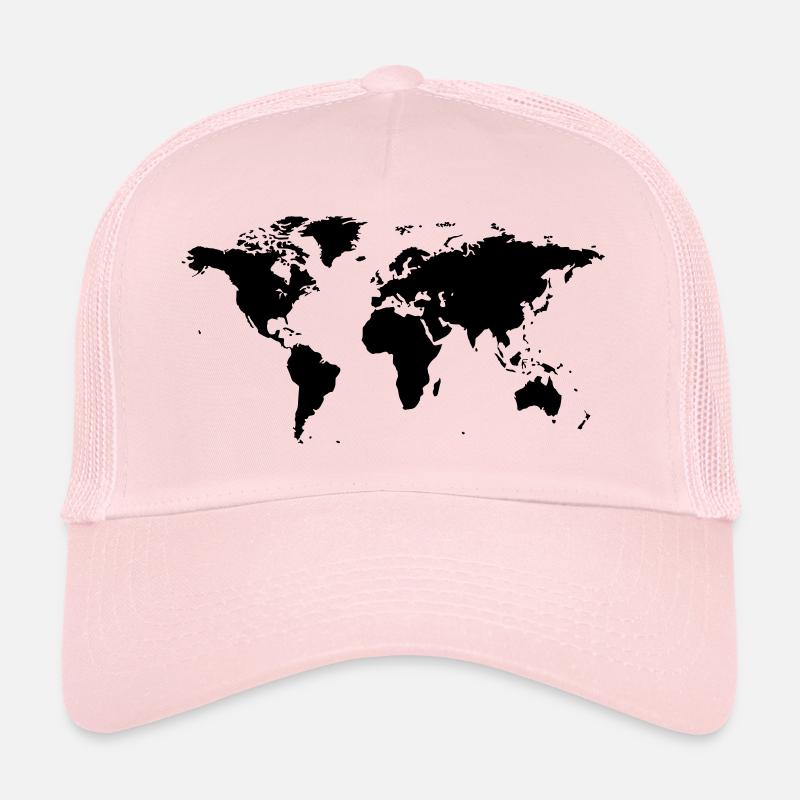 carte du monde - Casquette trucker  - rose pâle
