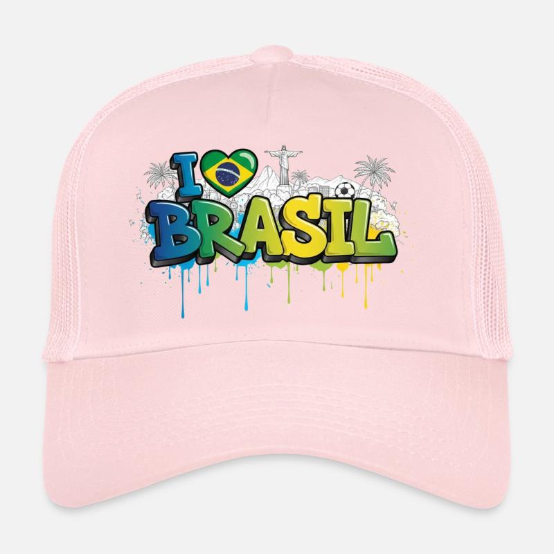 Brésil Amour drapeau Graffiti Tee Design Casquette trucker 